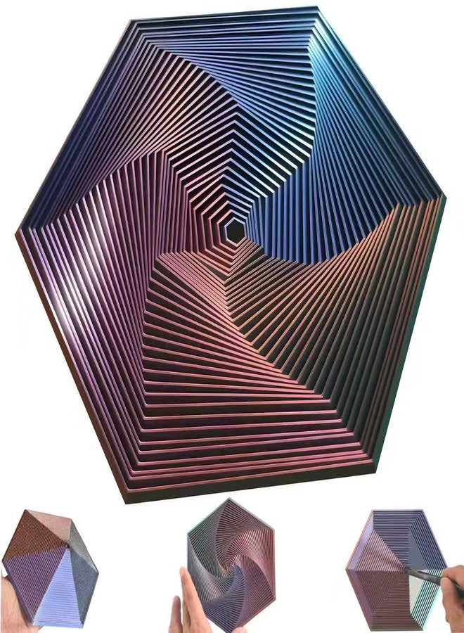 WAAISSJK Fractal Fidget Hexagon - Suitable for Relieving Stress, Anxiety, and Tension | Autism, ADHD | Desk Adult Fidgeting Stress Relief Gift (Green Purple Copper (35 Rings)) - Image 1
